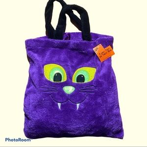 Furry Trick or treat halloween purple bag 15”x13”